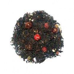 " Cassis ", thé noir aromatisé agrémenté de feuilles de mûrier et groseilles entières