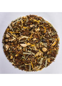 Rooibos Gingembre et Citron, thé rouge d'Afrique aromatisé avec morceaux de gingembre et citron.