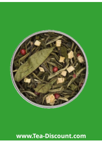 Thé blanc pomme, cannelle, orange, amande.